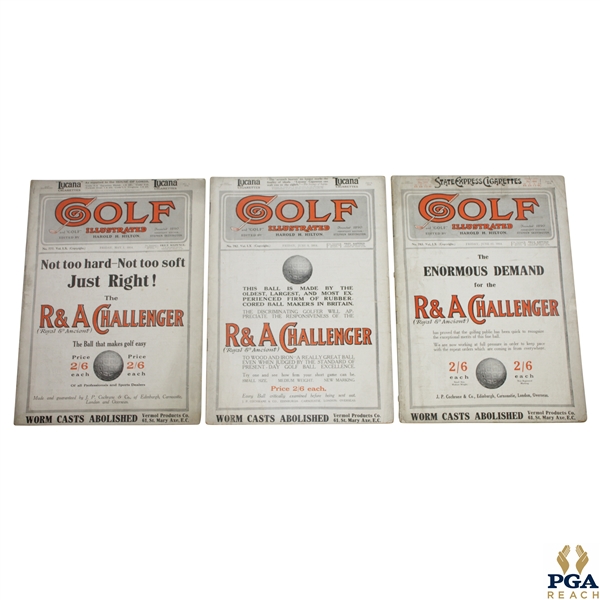 Three Vintage 1914 Golf Illustrated Magazines - May 1st, June 5th, & June 12th