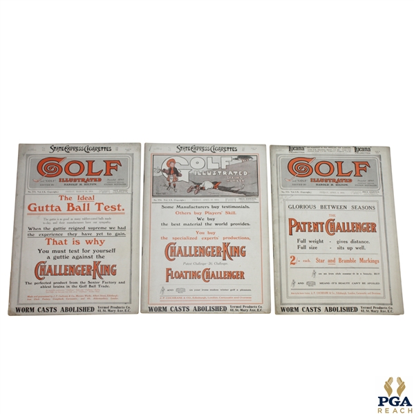 Three Vintage 1914 Golf Illustrated Magazines - March 20th, April 3rd, & April 10th 