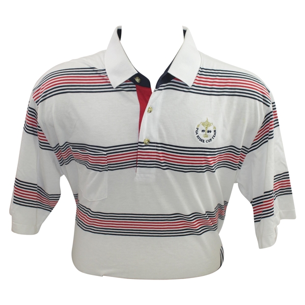 Mark Calcavecchia's 1989 Ryder Cup USA Team Issued Red/White/Blue Short Sleeve Shirt - XL 