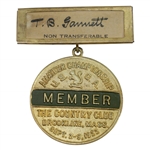 1922 US Amateur Championship at The Country Club Brookline Member Badge - T.B. Gammett