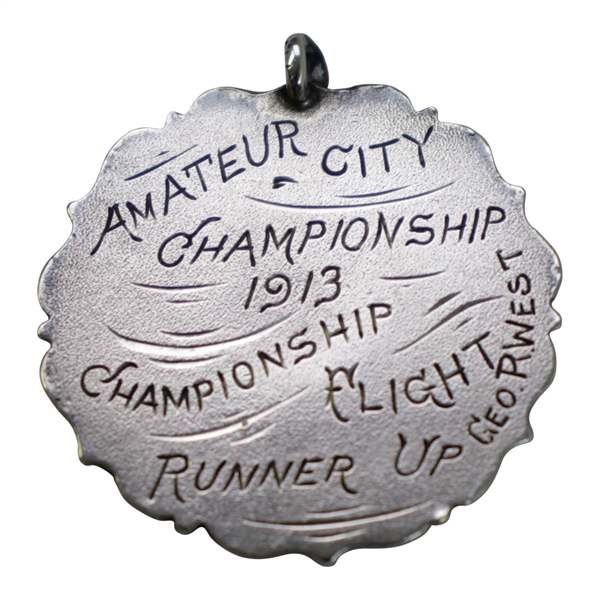 1913 City of Chicago Amateur Championship Runner-Up Medal Awarded to George R. West