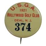 1921 US Womens Amateur Championship at Hollywood GC Badge #374 - Won by Marion Hollins Developer of Cypress Point