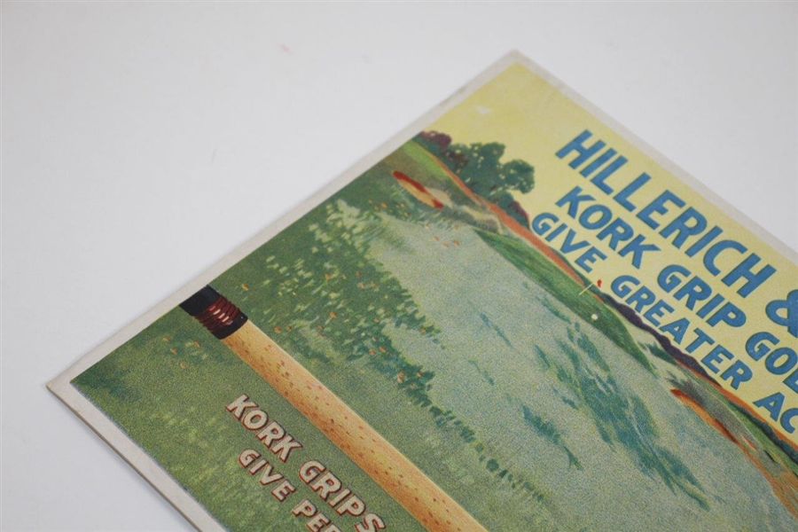 Vintage Hillerich & Bradsby Kork Grip Golf Clubs Advertising POS 9 1/2 x 14 1/2 Broadside