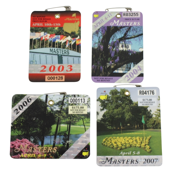2003, 2004, 2006, & 2007 Masters Tournament Series Badges