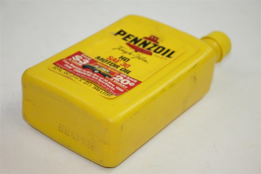 Arnold Palmer Signed Pennzoil Oil Company Yellow Quart JSA ALOA