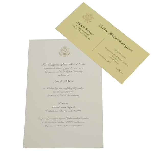 Arnold Palmer Congressional Gold Medal Ceremony Congress of the United States Brochure & Ticket