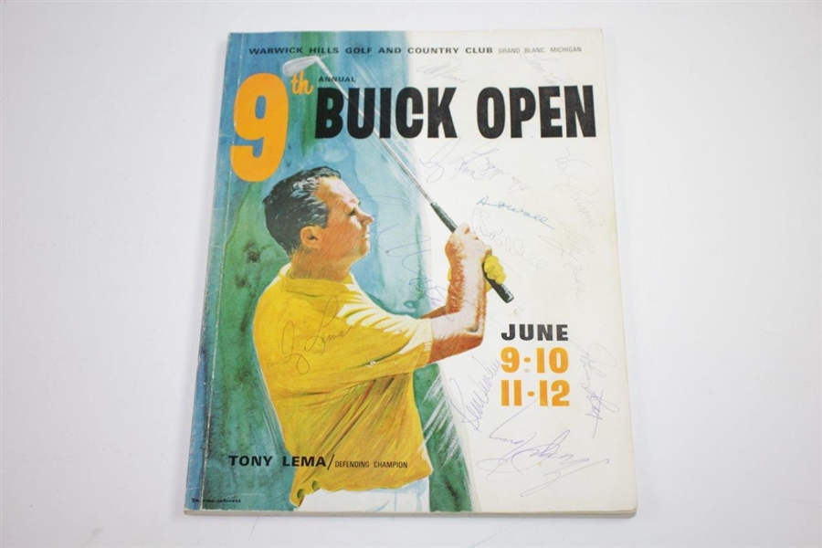 Tony Lema 2x Signed 1966 Buick Open Program with Venturi, Wall, & others - Mint Sat. Ticket JSA ALOA
