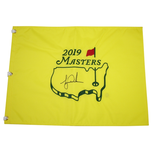 Tiger Woods Signed 2019 Masters Tournament Embroidered Flag FULL JSA #BB34065