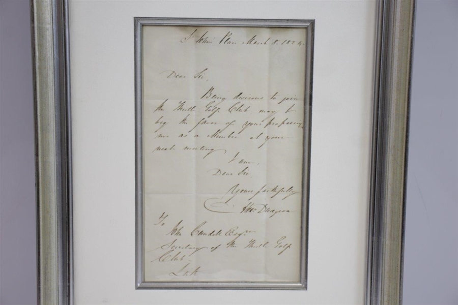 1824 One Page Letter to Secretary of Thistle Golf Club - Requesting Membership