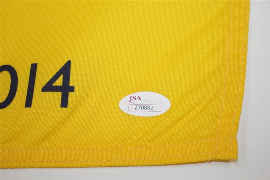 Rory McIlroy Signed 2014 The OPEN at Royal Liverpool Yellow Screen Flag JSA FULL #Z70882