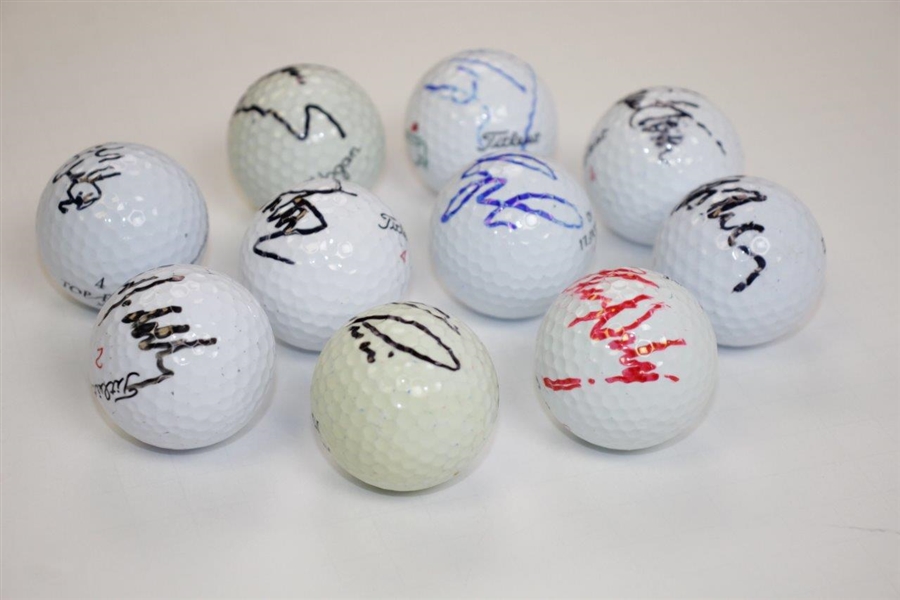 Ten (10) Signed Golf Balls - Price, Couples, Toms, Daly, & others JSA ALOA