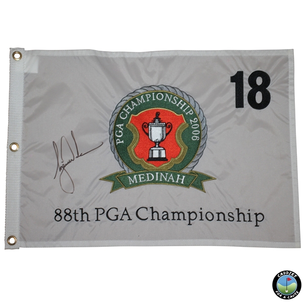 Tiger Woods Signed 2006 PGA Championship at Medinah Embroidered Flag JSA ALOA