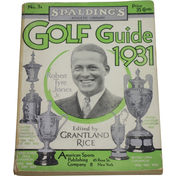 1931 Spaldings Athletic Library Golf Guide with Bobby Jones & Trophies on Cover