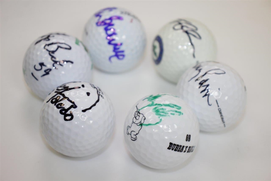 Tom Lehman, Corey Pavin, Chip Beck, Olin Browne, Toledo, & Kelly Signed Golf Balls JSA ALOA