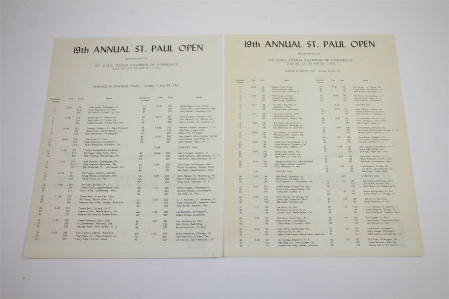 Multi-Signed 1951 St Paul Open Inv. Program with Pairing Sheets - Demaret, Snead, Mangrum, & more JSA ALOA