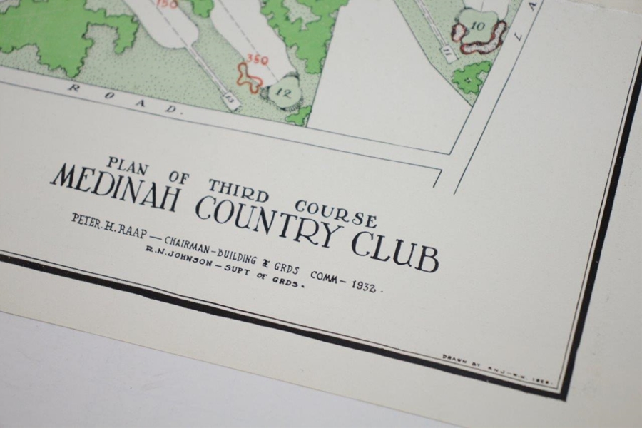1932 Medinah Country Club 'Plan of the Third Course' Map with Photos on Reverse