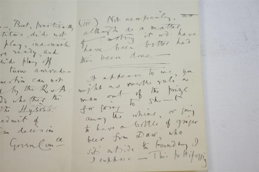 1893 Handwritten Letter from H.S.C. Everard on St. Andrews Stationary Regarding Ruling at Cannes Golf Club - March 20th