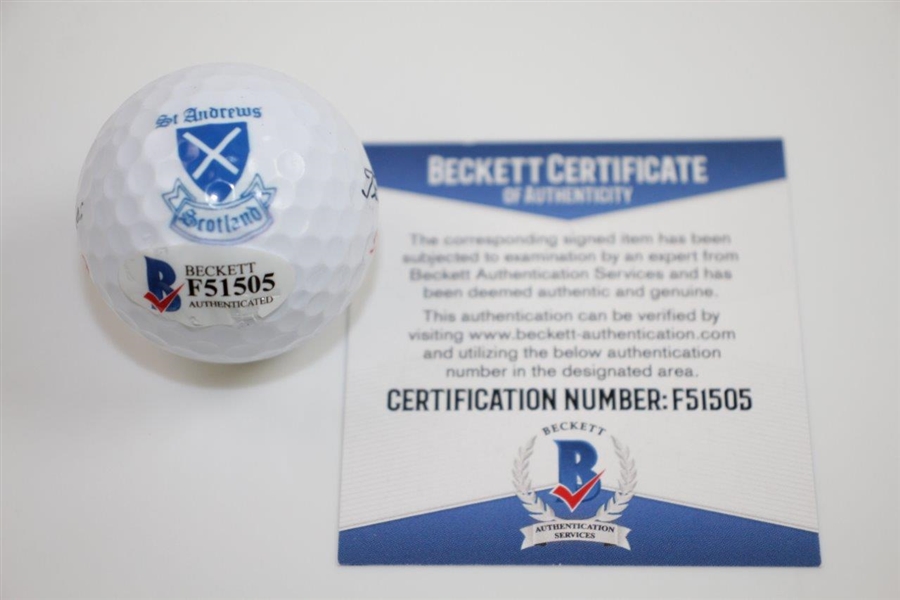 Nick Faldo Signed St. Andrews Scotland Logo Golf Ball BECKETT #F51505