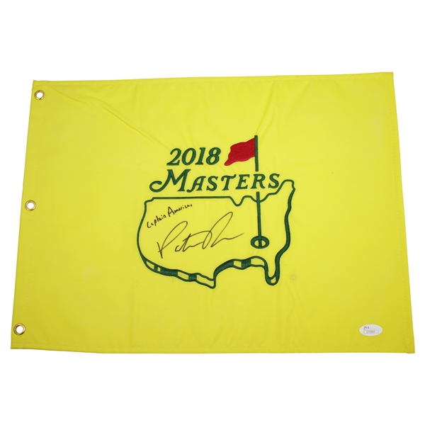 Patrick Reed Signed 2018 Masters Embroidered Flag with 'Captain America' JSA FULL #Z70883