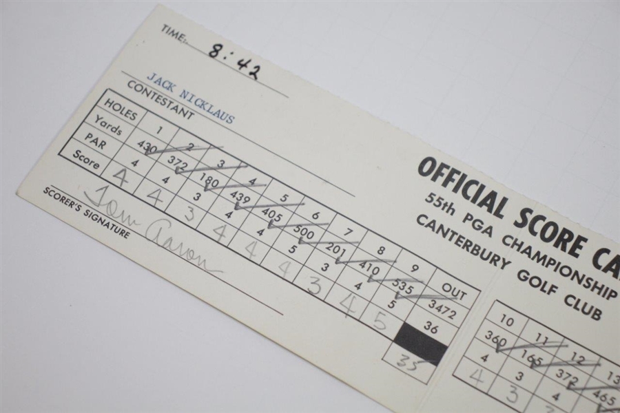 Jack Nicklaus Signed Official Used 1973 PGA Championship Friday Scorecard - 12th of 18 Majors JSA ALOA