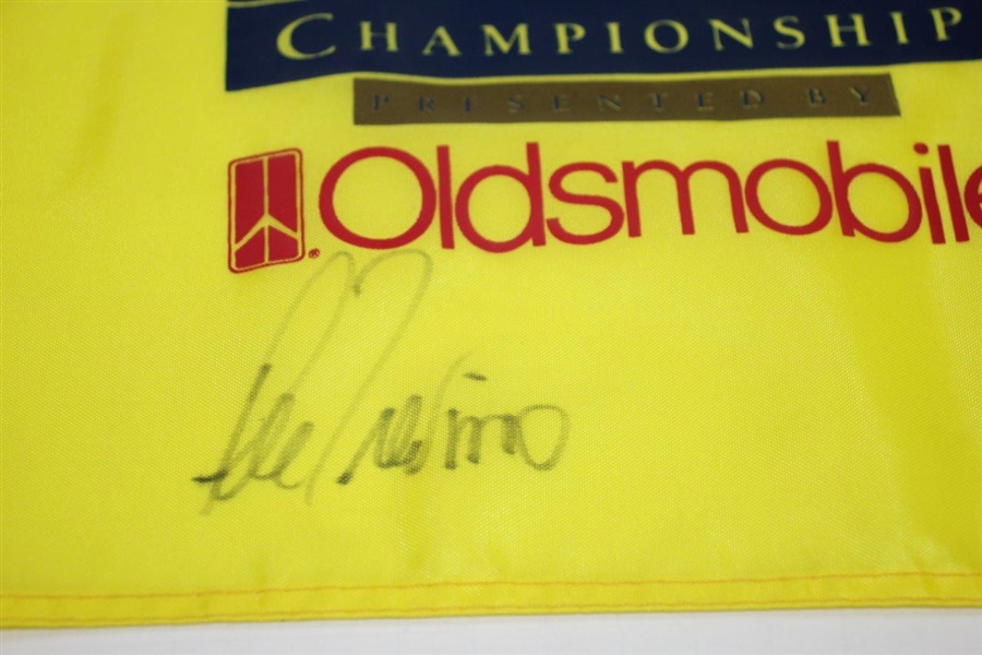 Lee Trevino Signed 1992 PGA Seniors Championship Yellow 18 Flag JSA ALOA