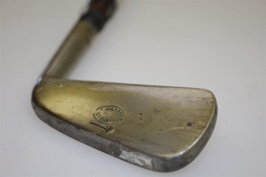 Circa 1885 Tom Stewart Tom Morris Smooth Face Iron with Pipe & Dot Punch Head Stamp 