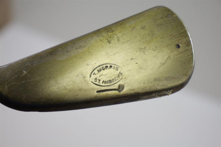 Circa 1885 Tom Stewart Tom Morris Smooth Face Iron with Pipe & Dot Punch Head Stamp 