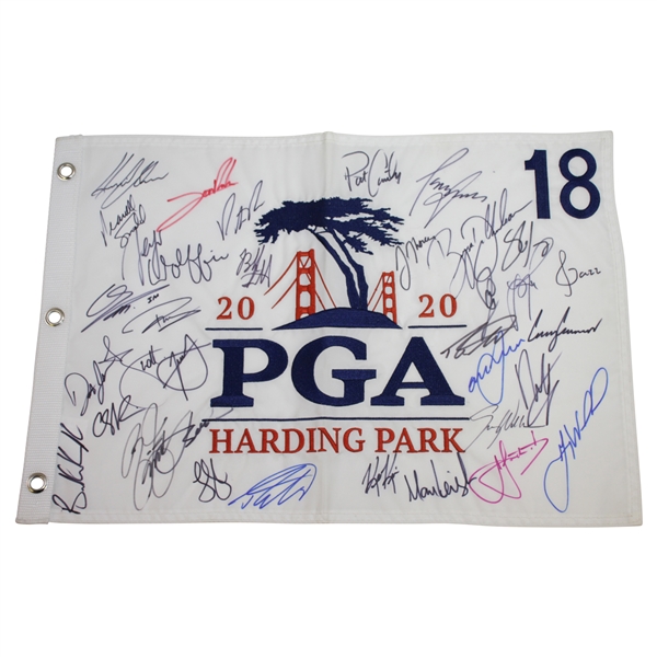 Multi-Signed 2020 PGA Championship at Harding Park Embroidered Flag JSA ALOA
