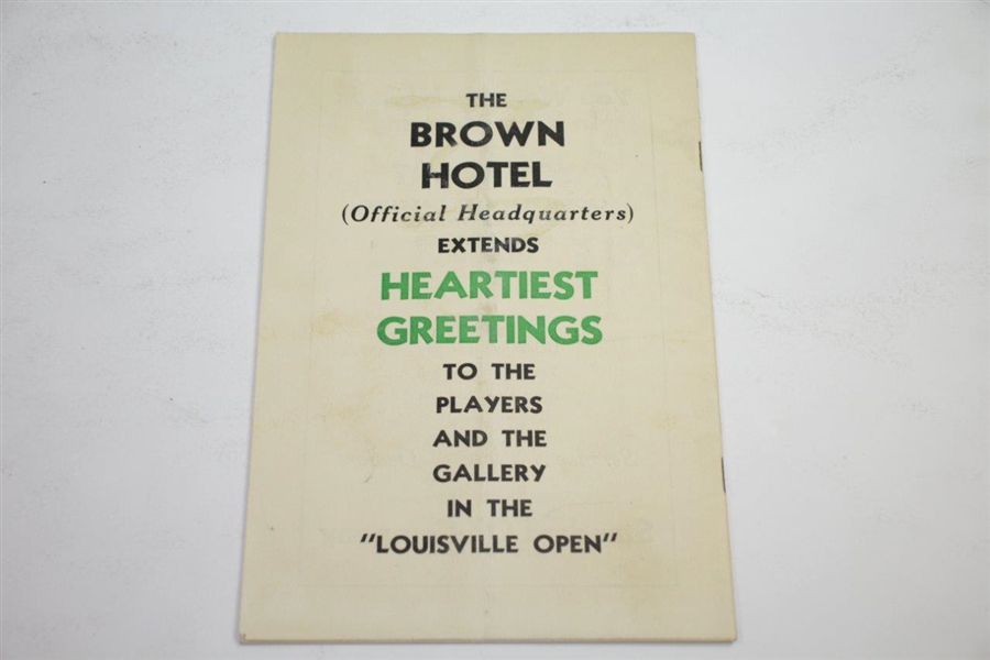 1934 Louisville Open Golf Tournament at Louisville CC Official Program - Horton Smith Win