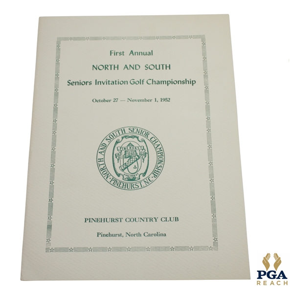 1952 First Annual North & South Seniors Inv. Golf Championship Program - Pinehurst CC