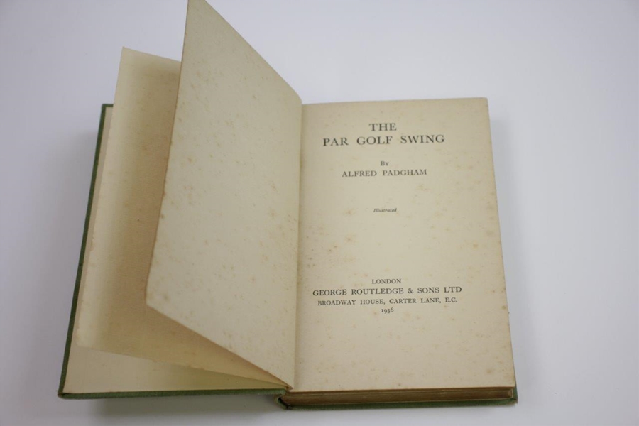 1936 'The Par Golf Swing' Book by Alfred Padgham Sourced From Bert Yancey