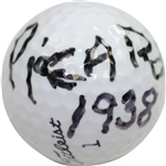 Henry H.G. Picard Signed Titleist Logo Golf Ball with 1938 Masters Win Notation JSA FULL #BB65218