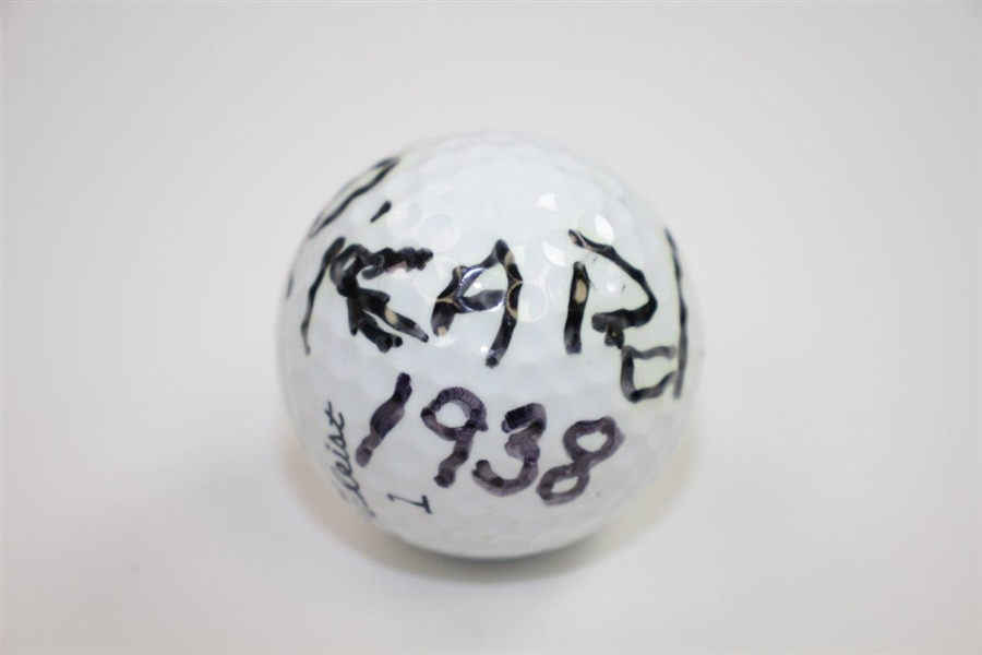 Henry 'H.G.' Picard Signed Titleist Logo Golf Ball with '1938' Masters Win Notation JSA FULL #BB65218