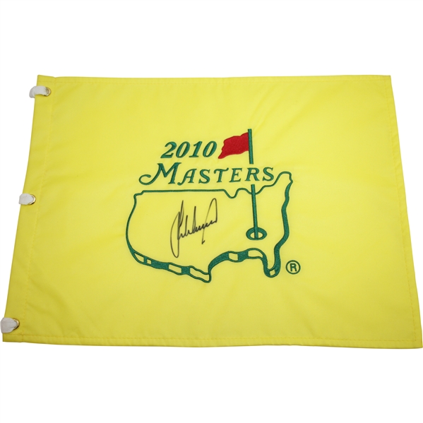 Lee Westwood Signed 2010 Masters Embroidered Flag - 3rd Rd Leader & Runner-Up JSA ALOA