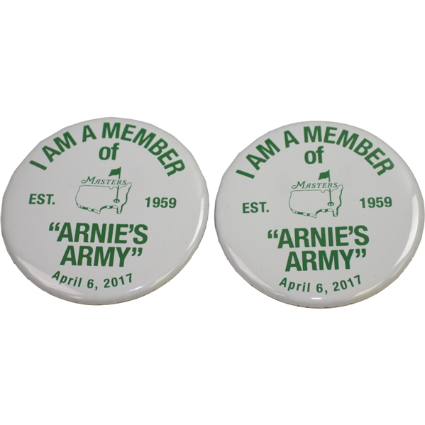 Two I Am A Member of Arnie's Army 2017 Commemorative Buttons - Bobby Wadkins Collection