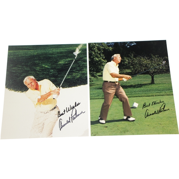 Two Arnold Palmer Signed 8x10 Color Photos JSA ALOA