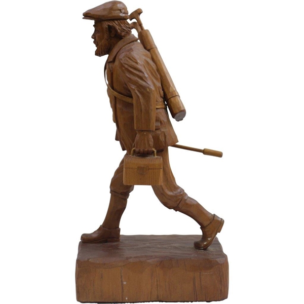 Classic Old Tom Morris Wood Carved Golfer Statue by Elmar Schultes - 14 Tall