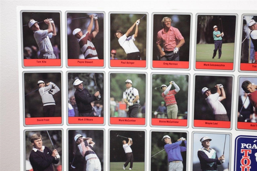 Uncut Sheet of 1990 PGA Tour 'At A Glance' Golf Cards