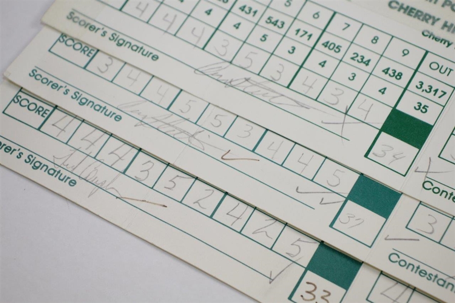Hubert Green Signed Official Used 1985 PGA Championship Thurs-Fri-Sat Scorecards at Cherry Hills JSA ALOA
