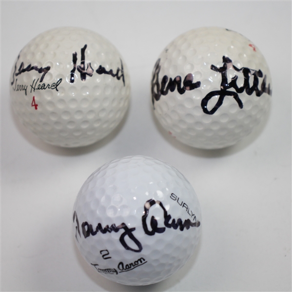 Jerry Heard, Gene Littler and Tommy Aaron Signed Signature Golf Balls JSA ALOA