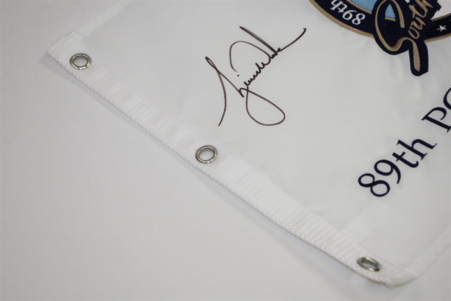 Tiger Woods Signed 2007 PGA at Southern Hills Embroidered White Flag Ltd Ed 23/500 UDA #BAM54314