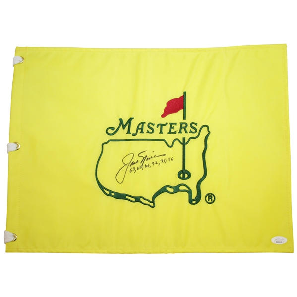 Jack Nicklaus Signed Masters Undated Flag with Years Won Notation JSA FULL #BB46116