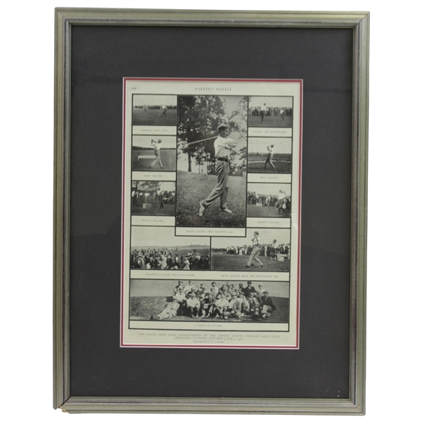 1900 Harper's Weekly Photo Collage Page of Vardon, Taylor, & others - Framed
