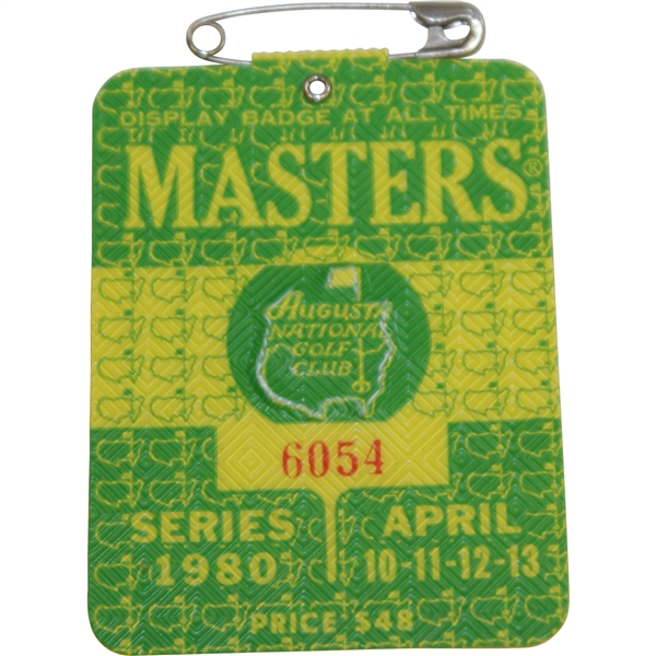 1980 Masters Tournament Series Badge #6054 - Seve Ballesteros Winner