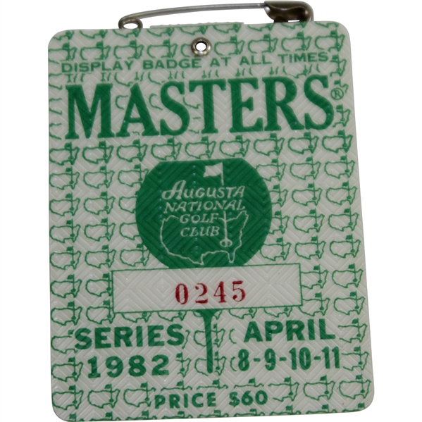 1982 Masters Tournament Series Badge #0245 - Craig Stadler Winner