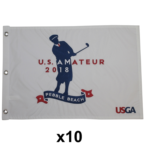 Ten 2018 US Amateur Championships at Pebble Beach White Embroidered Flags (10)