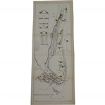 Circa Late 1880s Plan of the Golf Links at Alnmouth - 7" x 18" - Previously Folded
