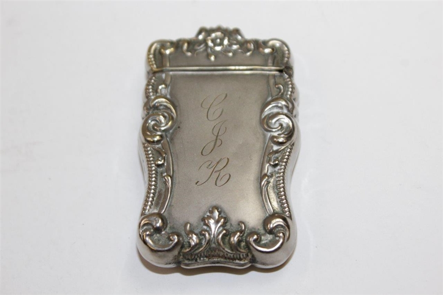 Circa 1890's Sterling Silver Match Safe with Raised Relief Image of Lady Golfer