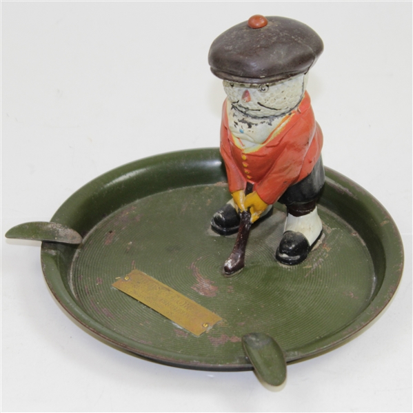 Circa 1900's Dunlop Hassall Golfer in Ash Tray with Brass Plate