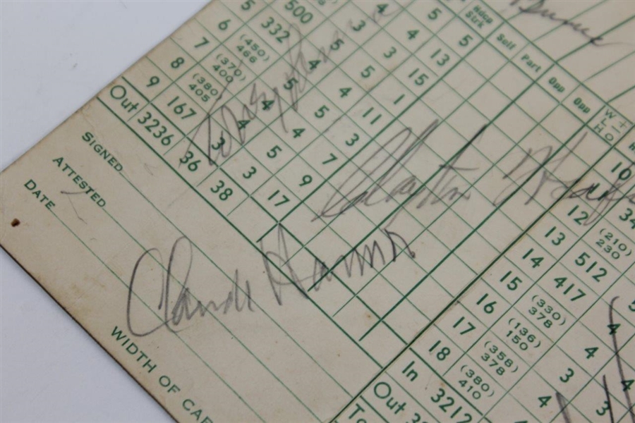 Claude Harmon, Demaret & others Signed Belmont Country Club Scorecard JSA FULL #BB50943